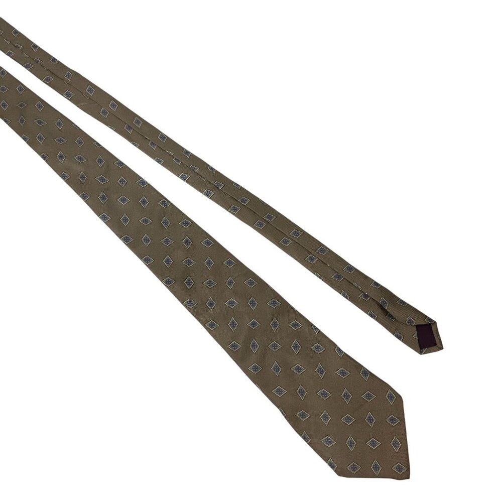 Vintage Surrey Sophisticates 100% Silk Tie Brown With Diamond Pattern